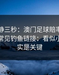 劝你冷静三秒：澳门足球賠率这类内容背后常见钓鱼链接：看似小事，其实是关键