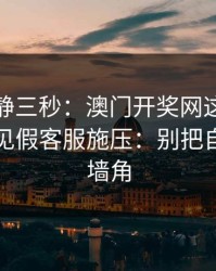劝你冷静三秒：澳门开奖网这类内容背后常见假客服施压：别把自己逼到墙角