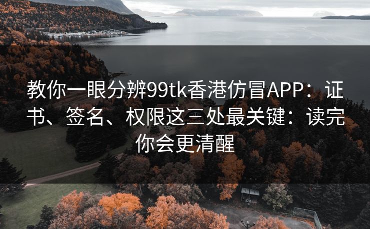 教你一眼分辨99tk香港仿冒APP：证书、签名、权限这三处最关键：读完你会更清醒