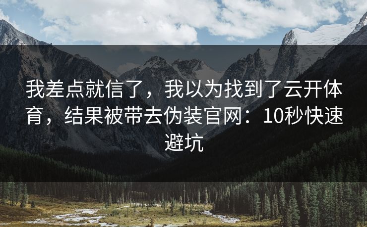 我差点就信了，我以为找到了云开体育，结果被带去伪装官网：10秒快速避坑