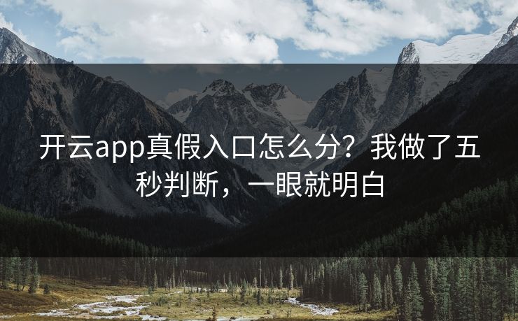 开云app真假入口怎么分？我做了五秒判断，一眼就明白