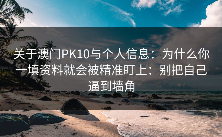 关于澳门PK10与个人信息：为什么你一填资料就会被精准盯上：别把自己逼到墙角